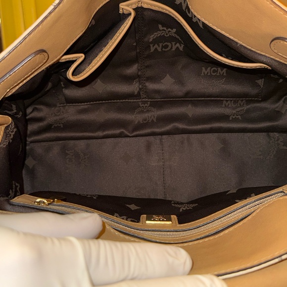 MCM Visetos Satchel with Croc-Embossed Flap - Picture 13 of 15